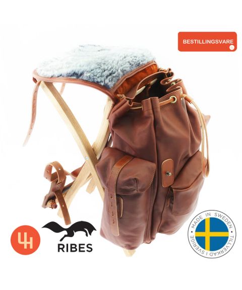 Ribes Ryggsekk i brunt skinn med stol № 7101