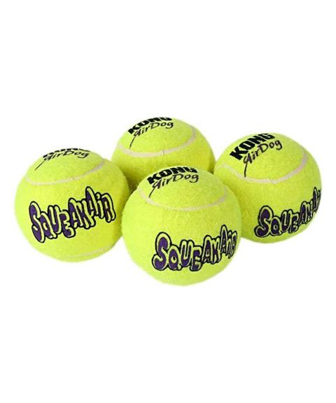 KONG - AirDog Squeakair tennisball med pipelyd - 4 pk. (M - 7 cm)