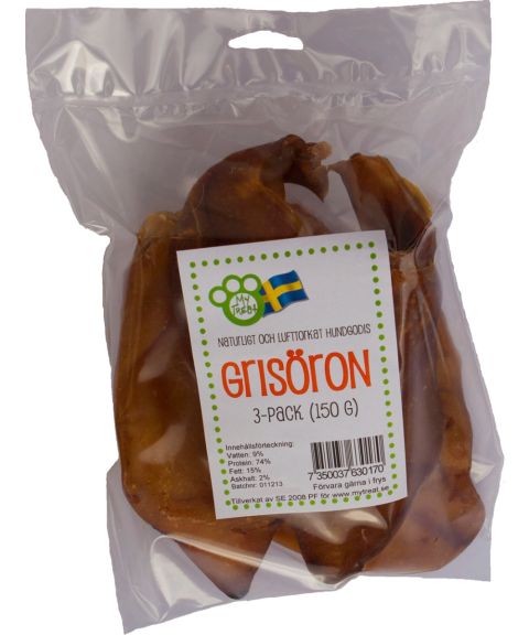 My Treats - Tørket Griseører fra Sverige (Pose a`150 gr.)