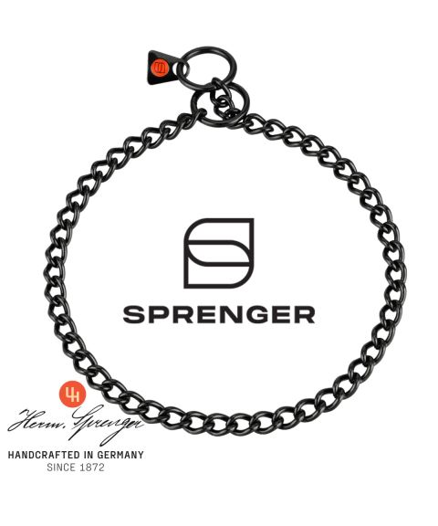 Sprenger Kjettinghalsbånd - Runde lenker - Sort - Rustfritt stål – 2,5 mm